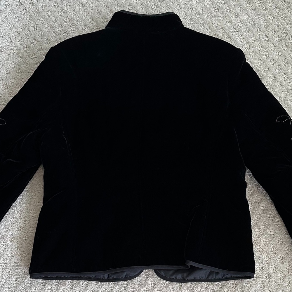 Harve Benard Black Velvet Embroidered Zip Front Jacket Size 8 - Picture 6 of 13